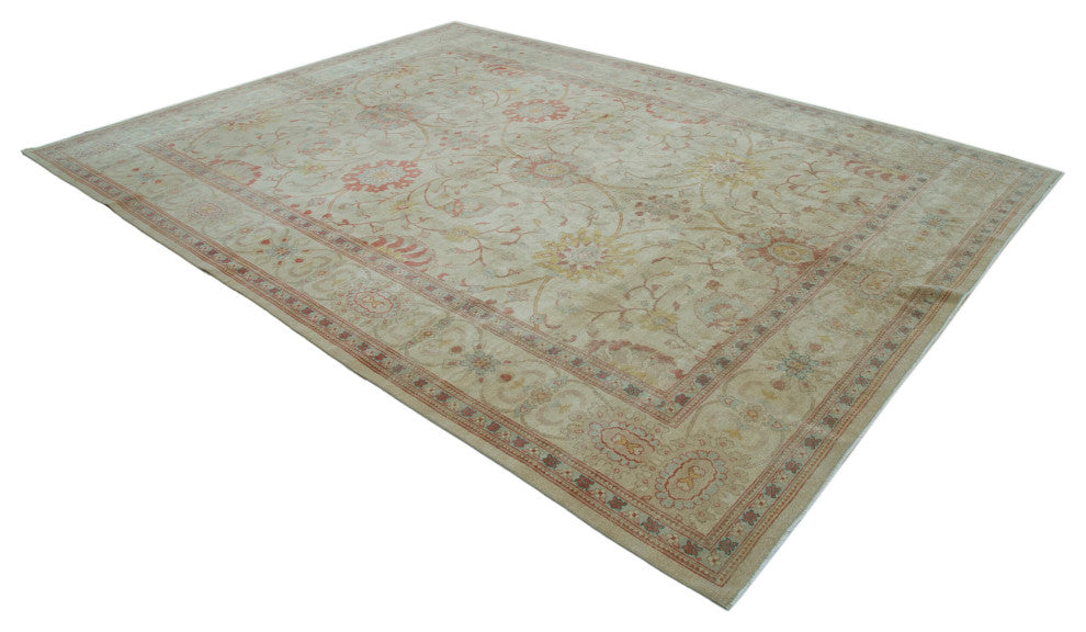 Rug N Carpet - Handmade Oriental 8' 9" x 11' 11" Soft Oushak Area Rug