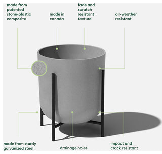 Veradek Mason Series Raised Kona 15" Planter With Stand Grey