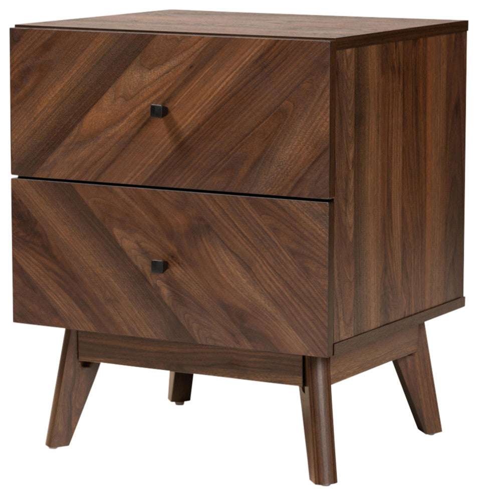 Hugo Mid-Century Night Stand, Walnut Brown