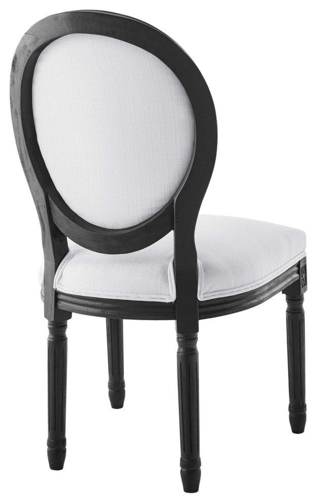 Emanate Vintage French Upholstered Fabric Dining Side Chair Black White -4667