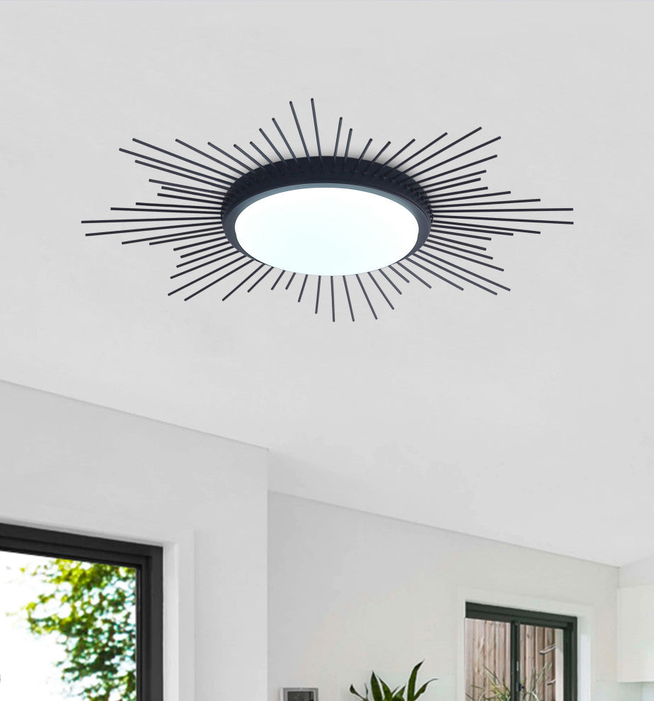 Modern 1-Light Geometric Circle Ceiling Light LED Flush Mount Light, Black
