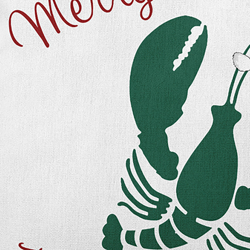 Santa Claws Lobster Accent Pillow, Forest Green, 16"x16"