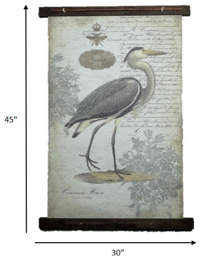 Grey Vintage Heron Large Tapestry Wall Decor