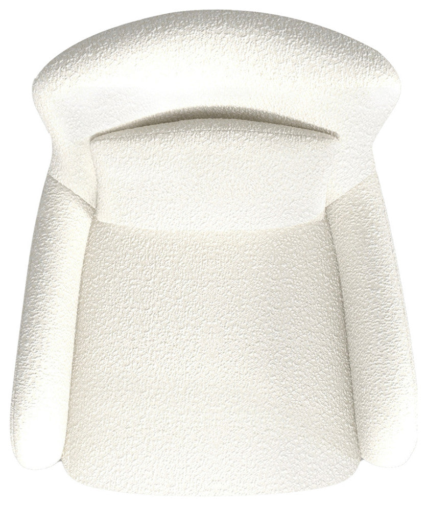 Lune Curved Arm Accent Chair With Lumbar Pillow, Ivory White Boucle