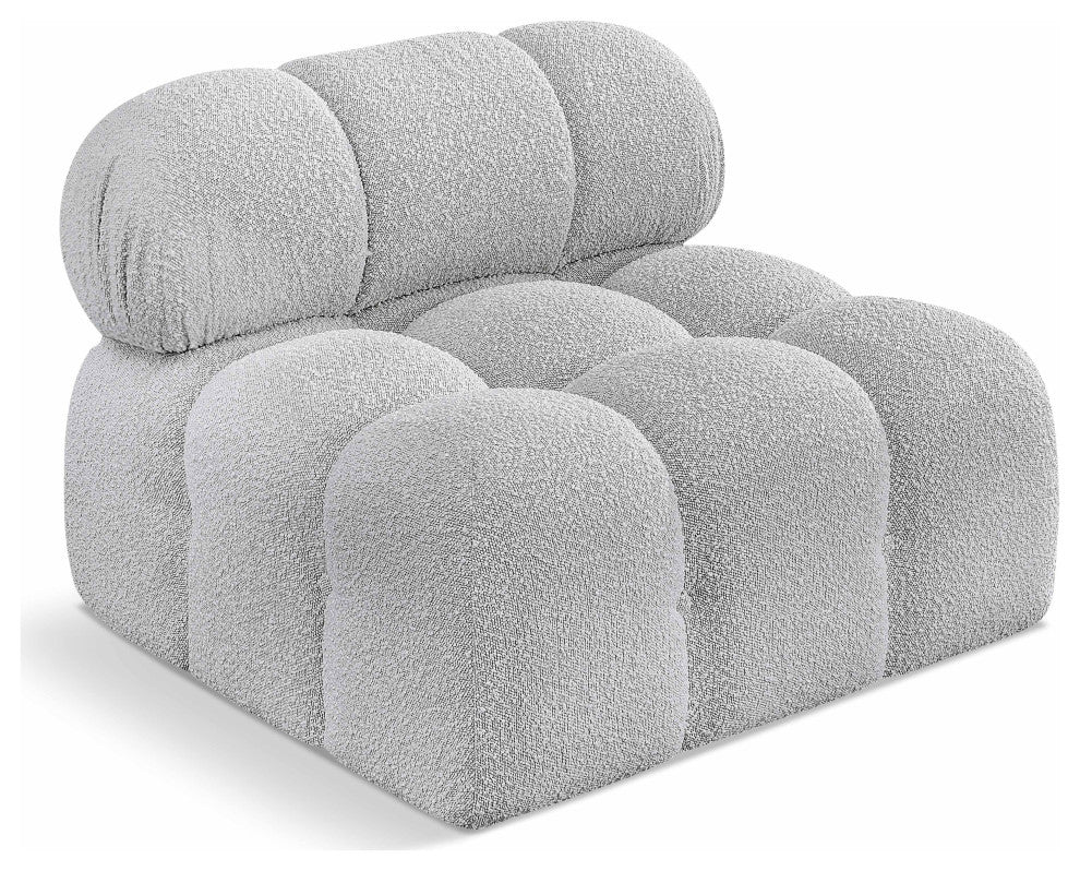 Ames Boucle Fabric Modular Chair, Grey, Armless Chair