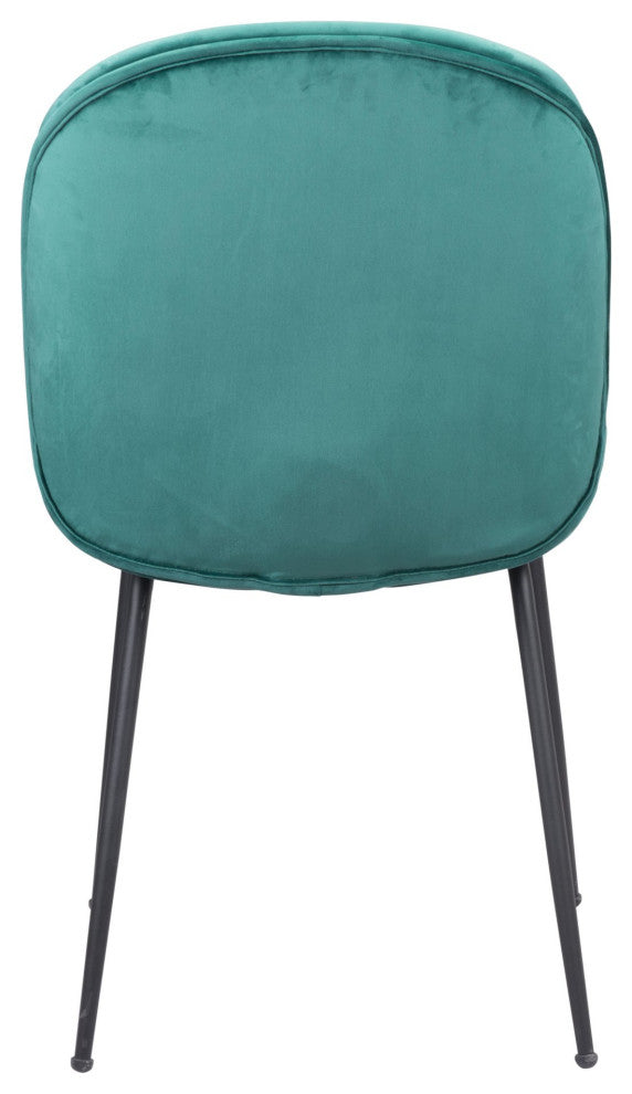 Dining Chair, Set of 2, Steel Metal, Fabric, Green, Black, Kitchen Cafe Bistro