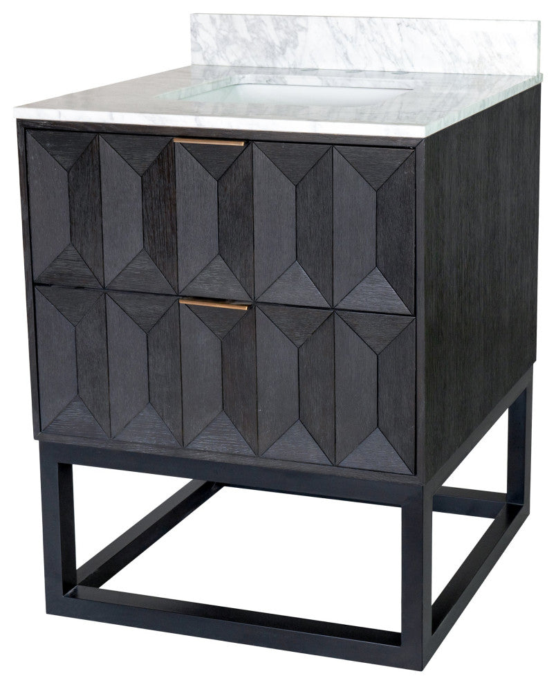 Henley 30" Bathroom Vanity, Dark Oak, Top: Carrara Marble
