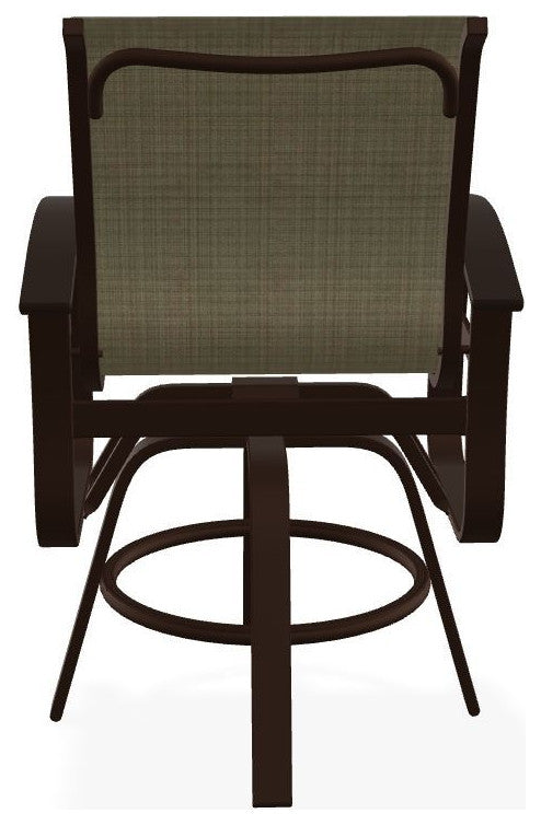 Belle Isle Sling Balcony Height Outdoor Swivel Chair, Elevation Stone/Kona