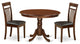3 Pc Set With A Round Kitchen Table And 2 Leather Kitchen Chairs, Mahogany