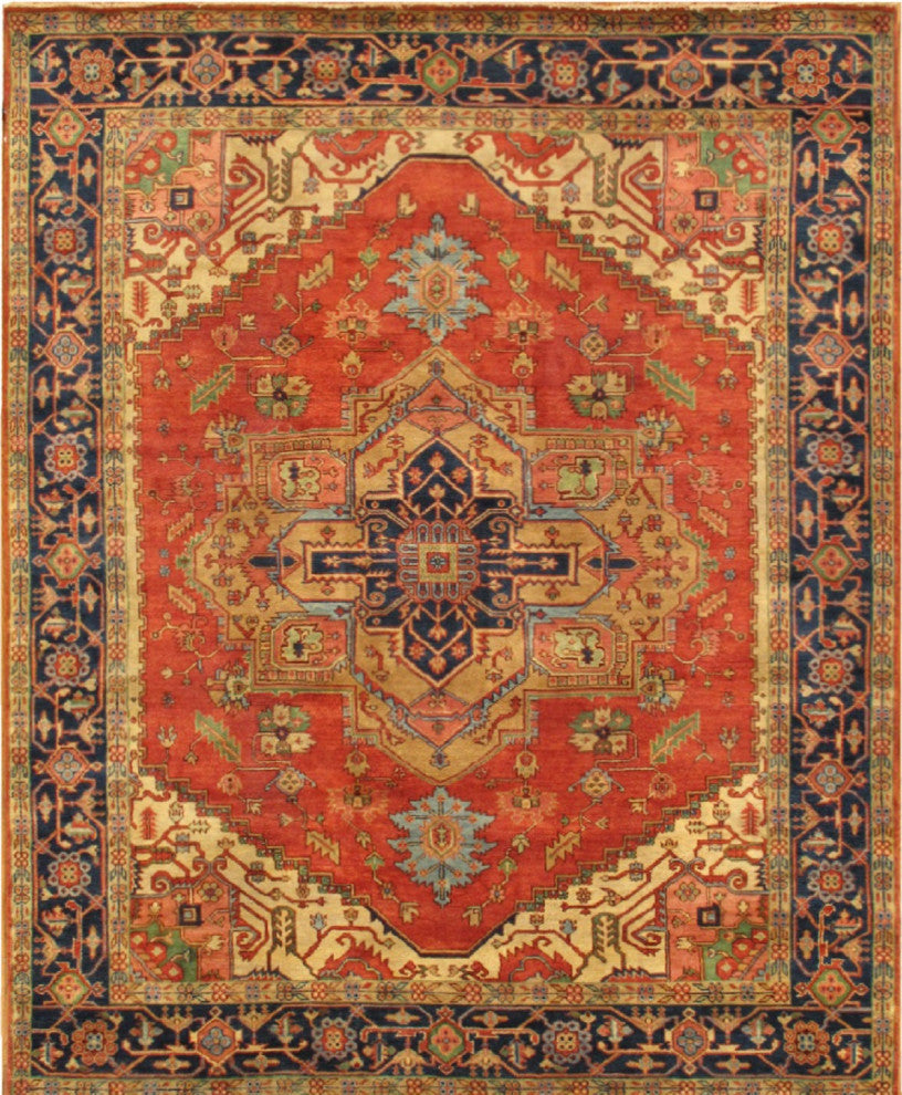 Pasargad Home Serapi Collection Hand-Knotted Rust Wool Area Rug, 4'3"x6'1"