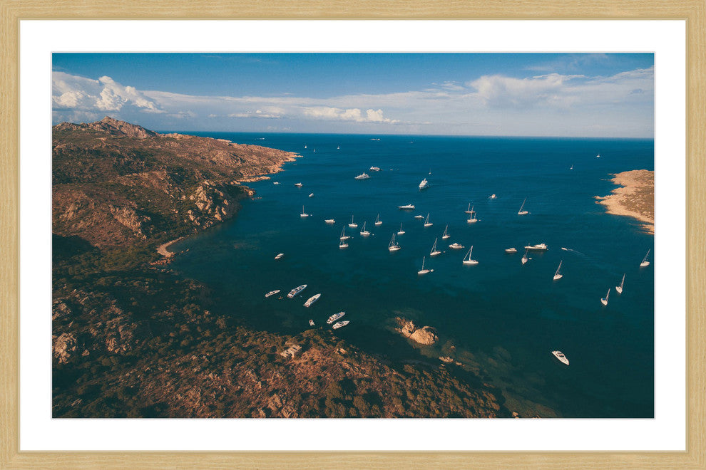 "Sailboats at Sea" Framed Painting Print