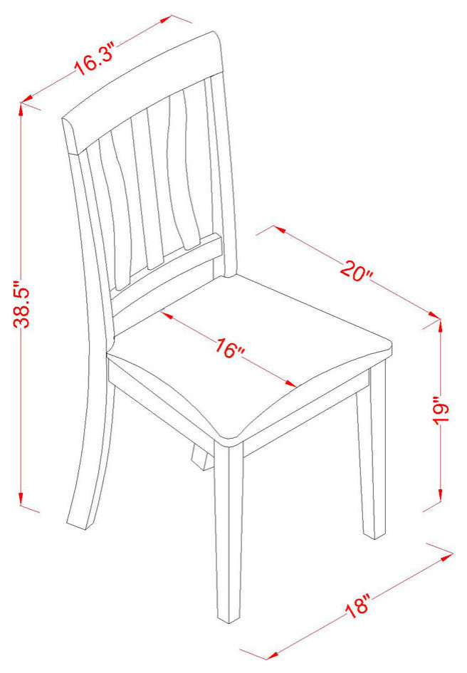 5 Pc Dining Set, Oak Table, 4 Oak Dining Chairs, Slatted Back, Oak Finish