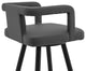 Gabriele 30" Gray Faux Leather and Black Metal Swivel Bar Stool