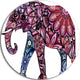 Purple Cheerful Elephant, Animal Digital Art Round Wall Art, 36"