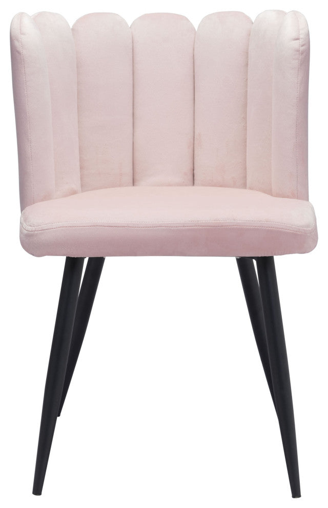 Glam Scallop Pink Velvet and Gold Dining or Accent Chairs Set of 2