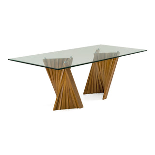 Modrest Corbin Modern Walnut and Glass Dining Table