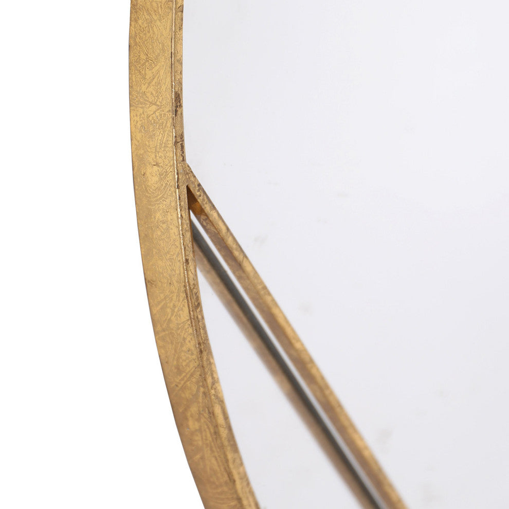 Line Accent Mirror Gold Metal Round Wall Mirror 28"H28"Wx1"D