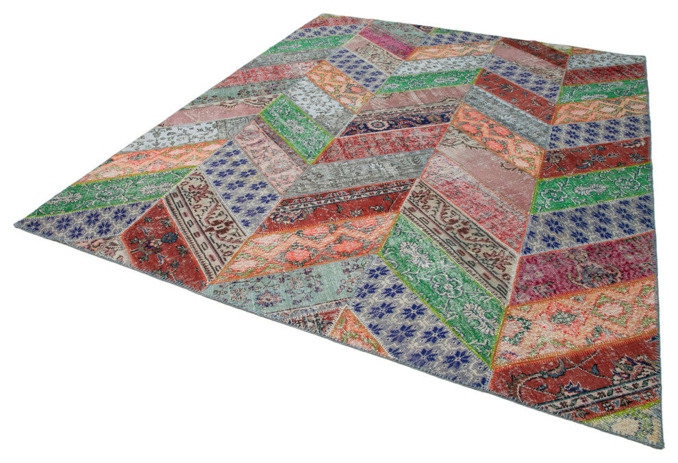 Rug N Carpet - Hand-Knotted Turkish 8' 2" x 10' 2" Contemporary Patchwork Rug