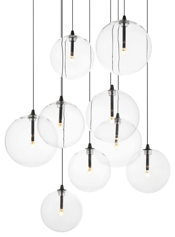 ET2 E25077-18 Global 9 Light 23"W LED Multi Light Pendant - Black