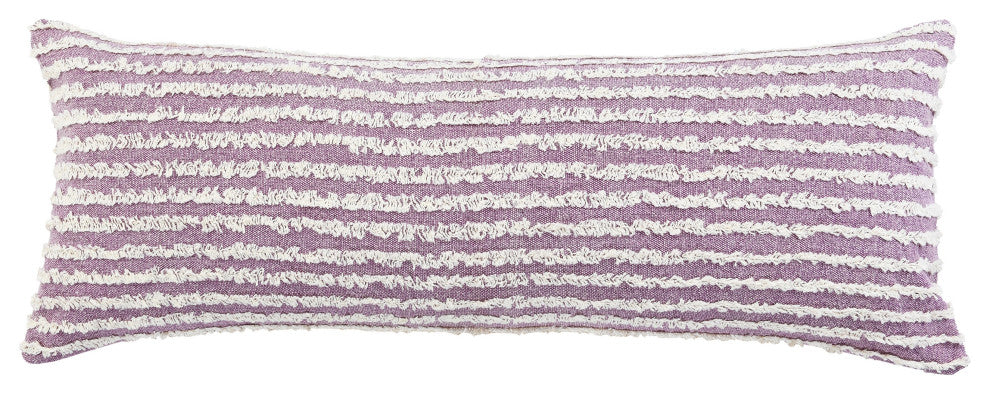 Ox Bay Hand-stitched Purple/White Stripe Organic Cotton Pillow Cover, 14"x36"