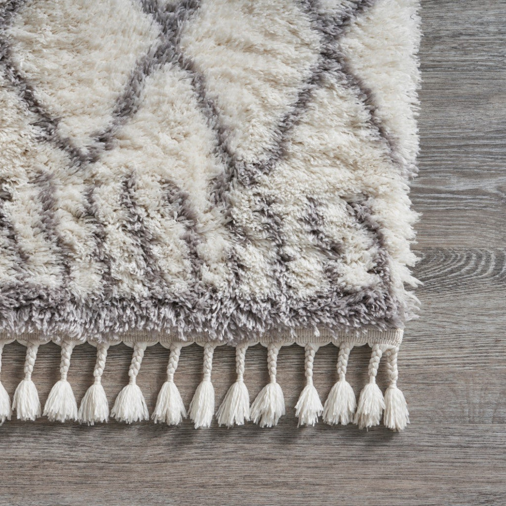 8" x 10" Gray Geometric Bohemian Area Rug