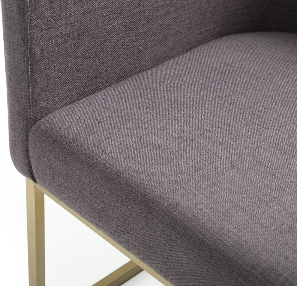 Modrest Yukon Modern Gray Fabric & Antique Brass Dining Chair