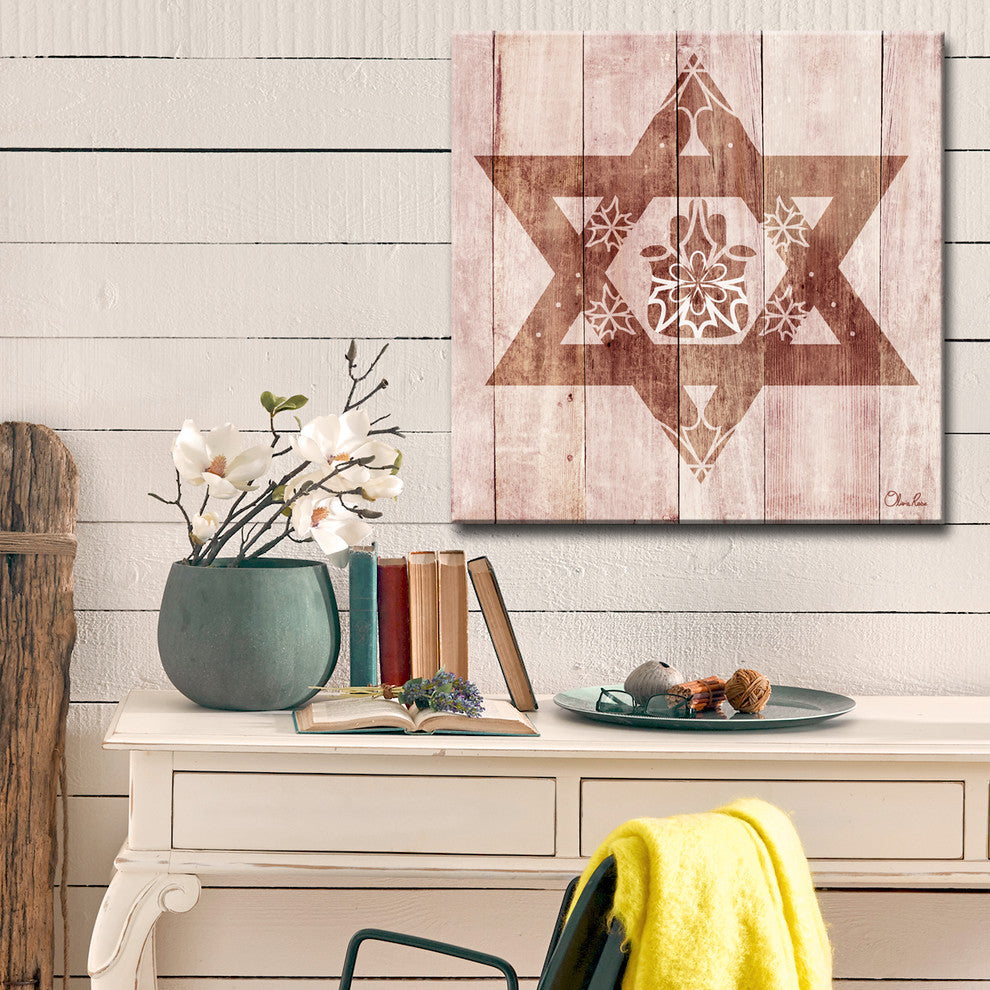 Ready2HangArt Inspirational 'Star of David Hamsa' Wrapped Canvas Wall Art