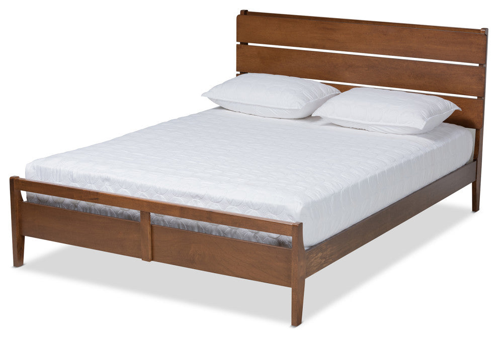 Avena Walnut Wood Queen Size Platform bed