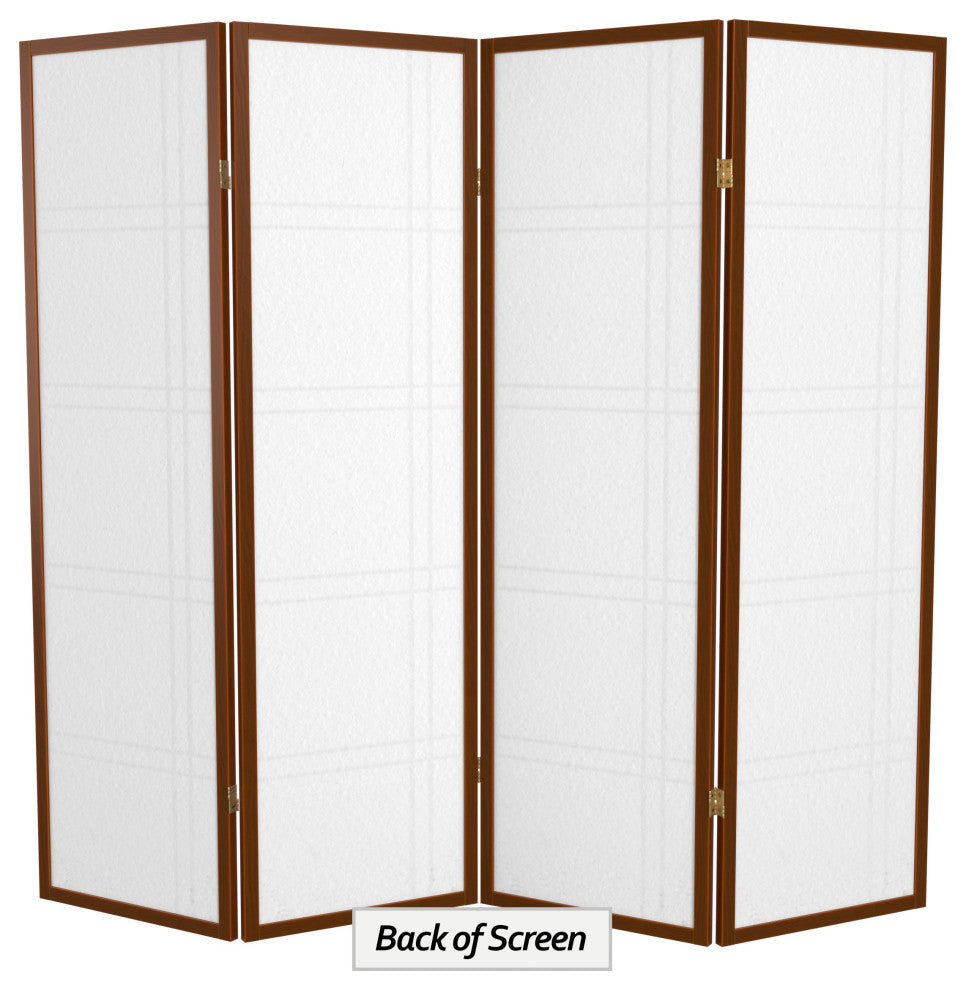 5' Tall Double Cross Shoji Screen, Walnut, 4 Panels