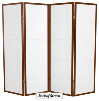 5' Tall Double Cross Shoji Screen, Walnut, 4 Panels