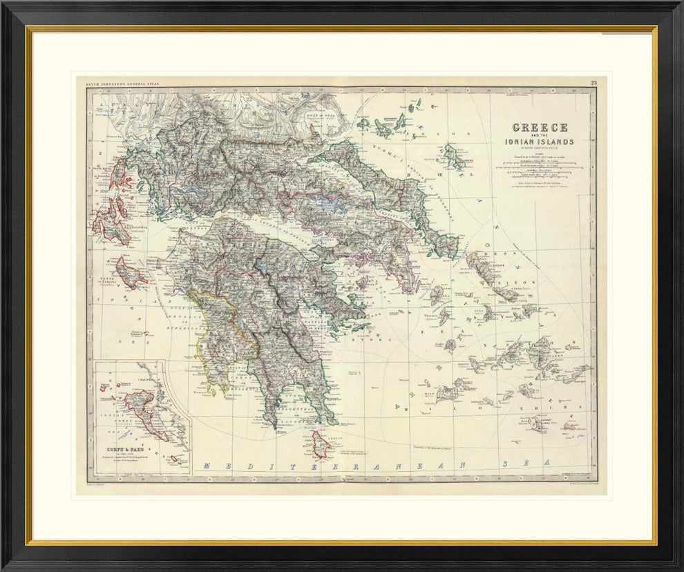 "Greece, 1861" Framed Digital Print by Alexander Keith Johnston, 46x39"