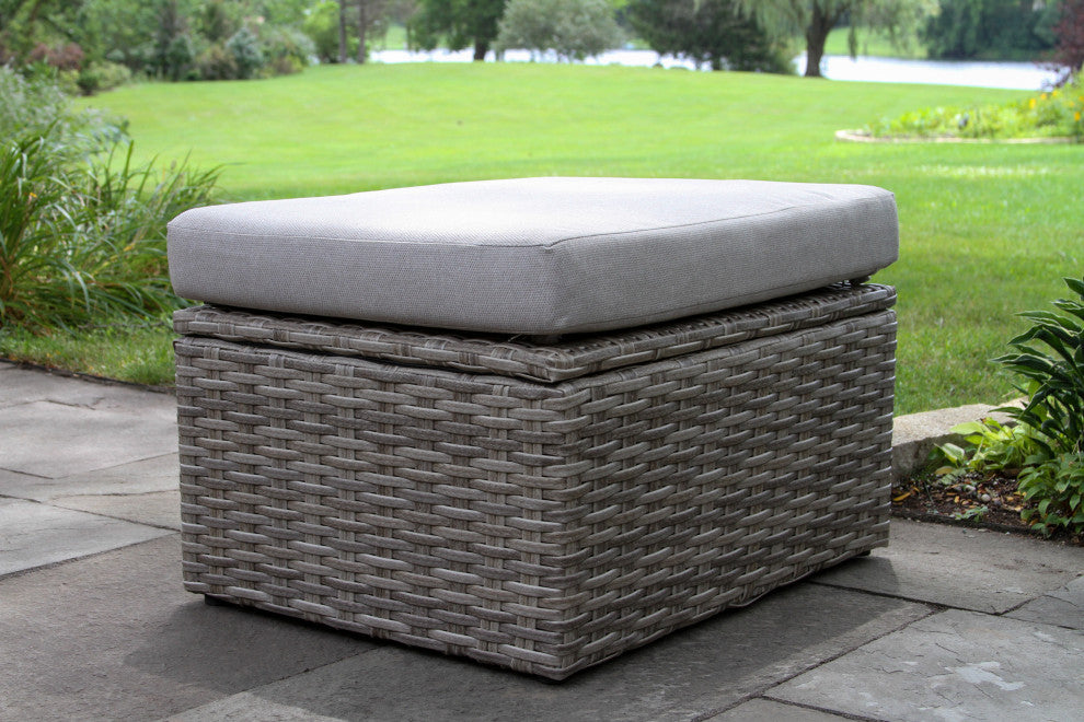 4-Piece Teak and Wicker Storage Patio Set
