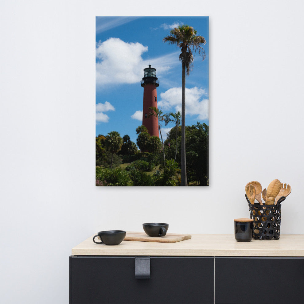 Jupiter Lighthouse Color Coastal Landscape Photo Canvas Wall Art Print, 24" X 36"