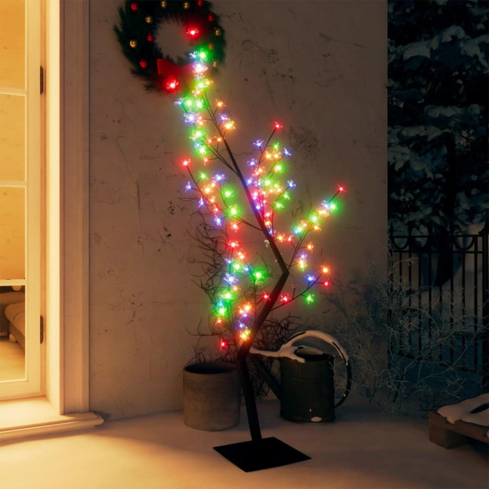 vidaXL Christmas Tree Artificial Tree with Cherry Blossom LEDs Colorful Light