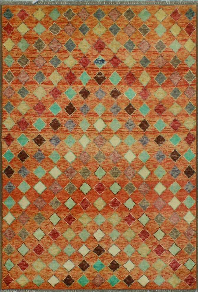 Balochi Shelia Orange/Ivory Rug, 4'0x5'11