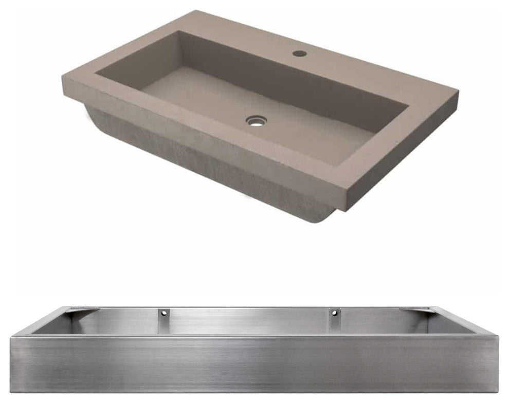 36" Zaca Vanity Base with NativeStone Trough in Earth