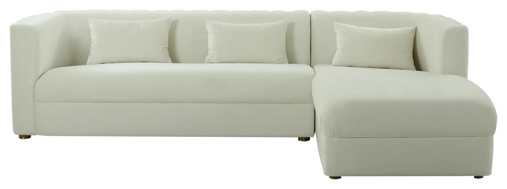 Callie Velvet Sectional, Cream, Raf