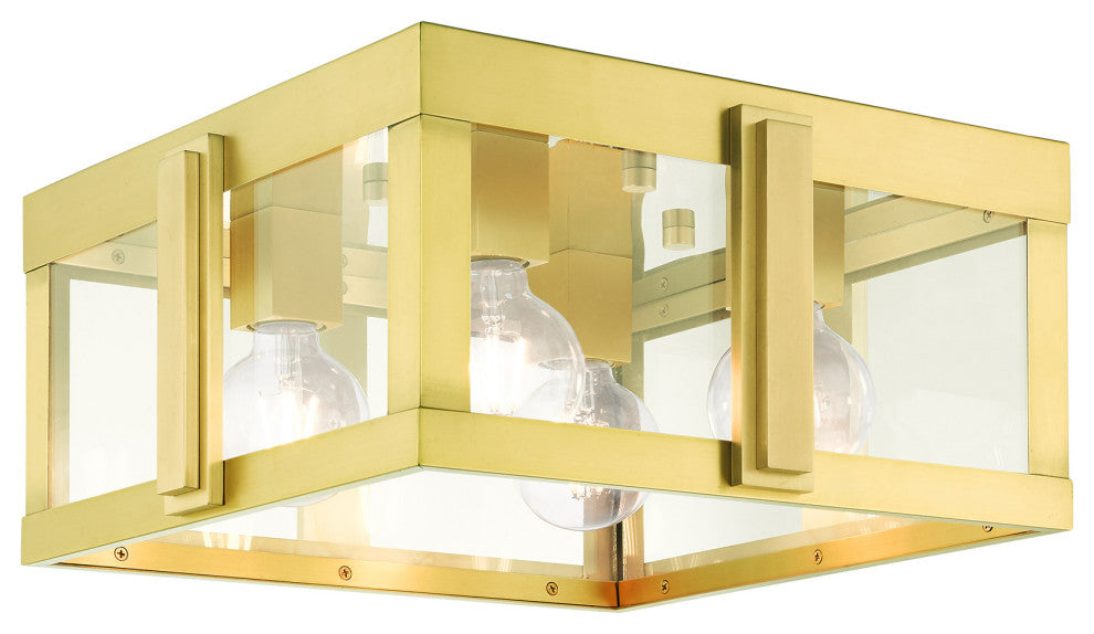 Natural Brass Art Deco, Sophisticated Outdoor Flush Mount