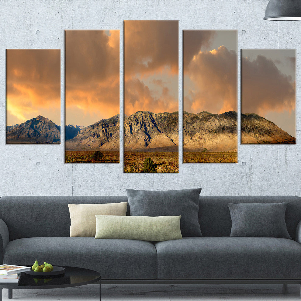 "Sierra Nevada Mountain" Landscape Wall Art Canvas Print, 5 Panels, 60"x32"