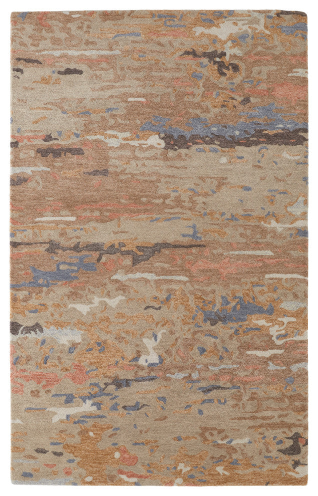 Weave & Wander Everley Wool Rug, Warm Beige/Blue, Rug, Beige, 4'x6'