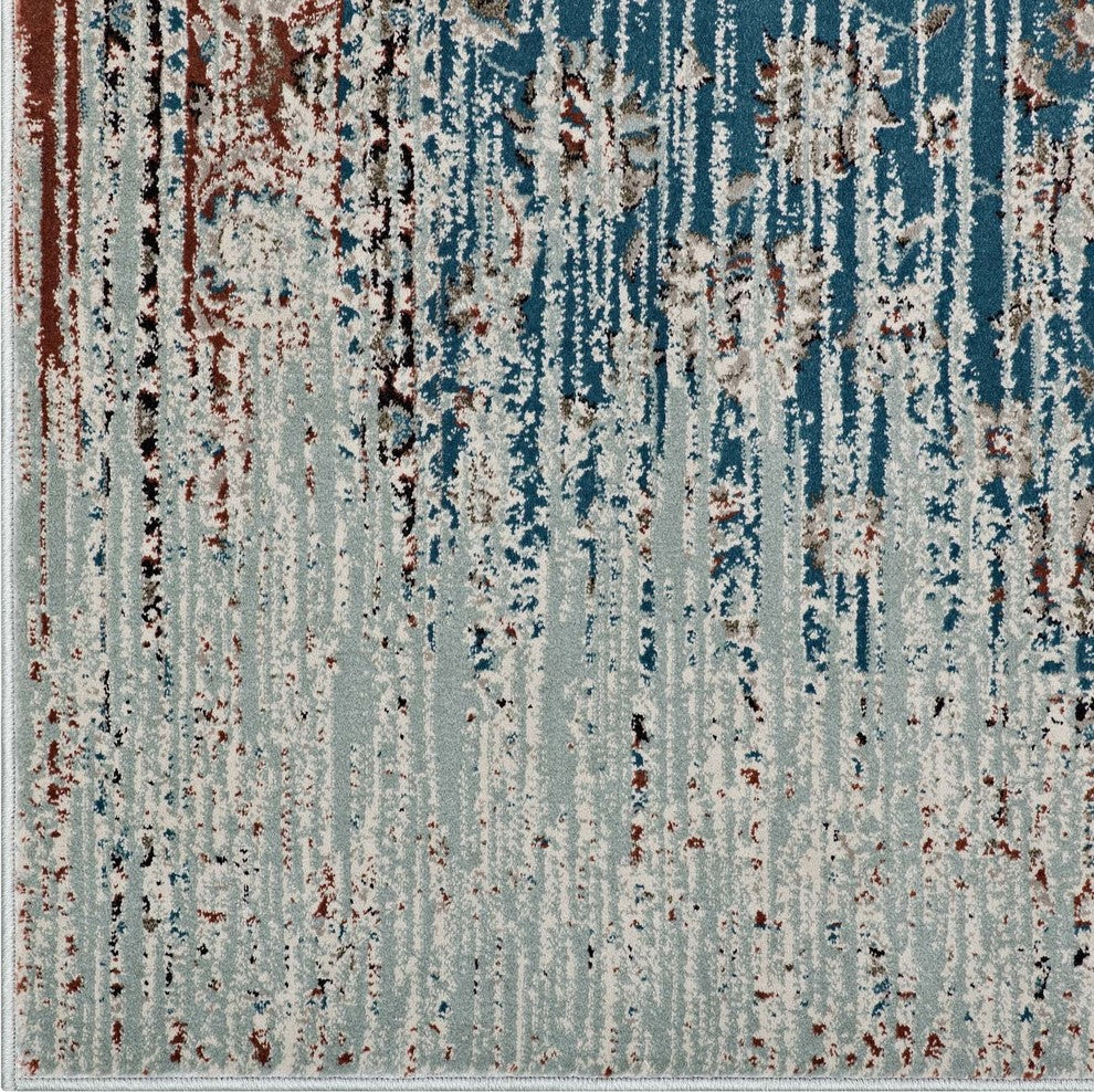 Hesper Distressed Contemporary Floral Lattice 5x8 Area Rug