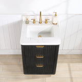 Vinnova Cadiz Bath Vanity, Composite Stone Top, Black, 24", No Mirror