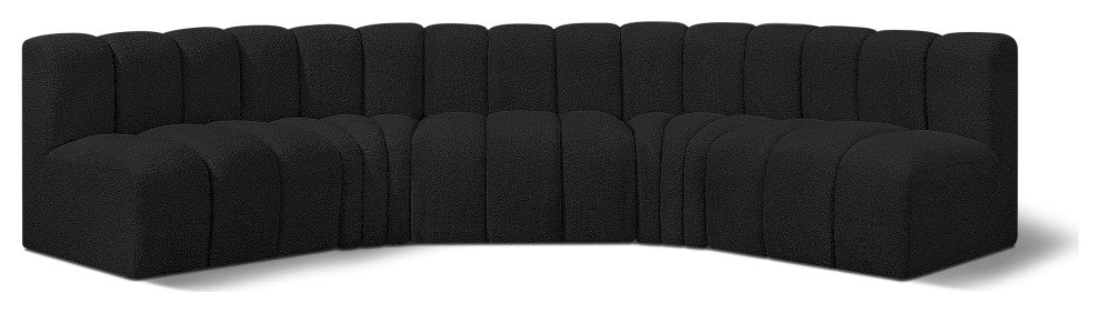Arc Boucle Fabric Upholstered 5-Pc. U-Shaped Modular Sectional, Black