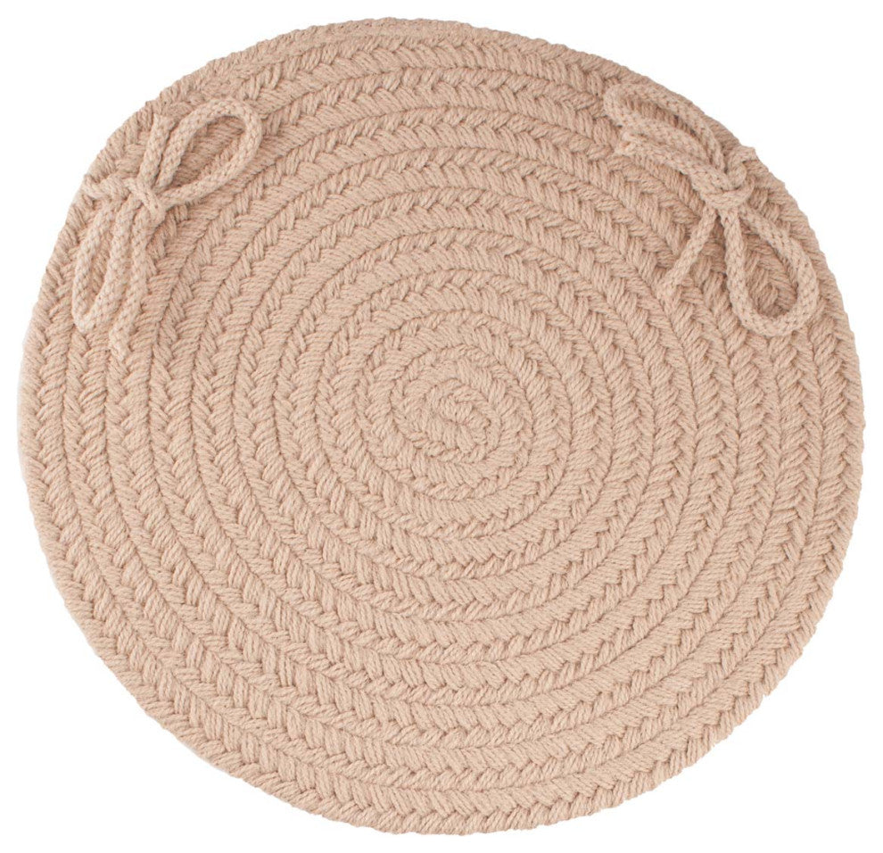 Maui Braided Solid Chair Pad Beige 15"x15"