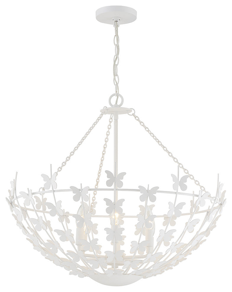 Birch 6-Light Pendant, Burnished Brass, Bisque White