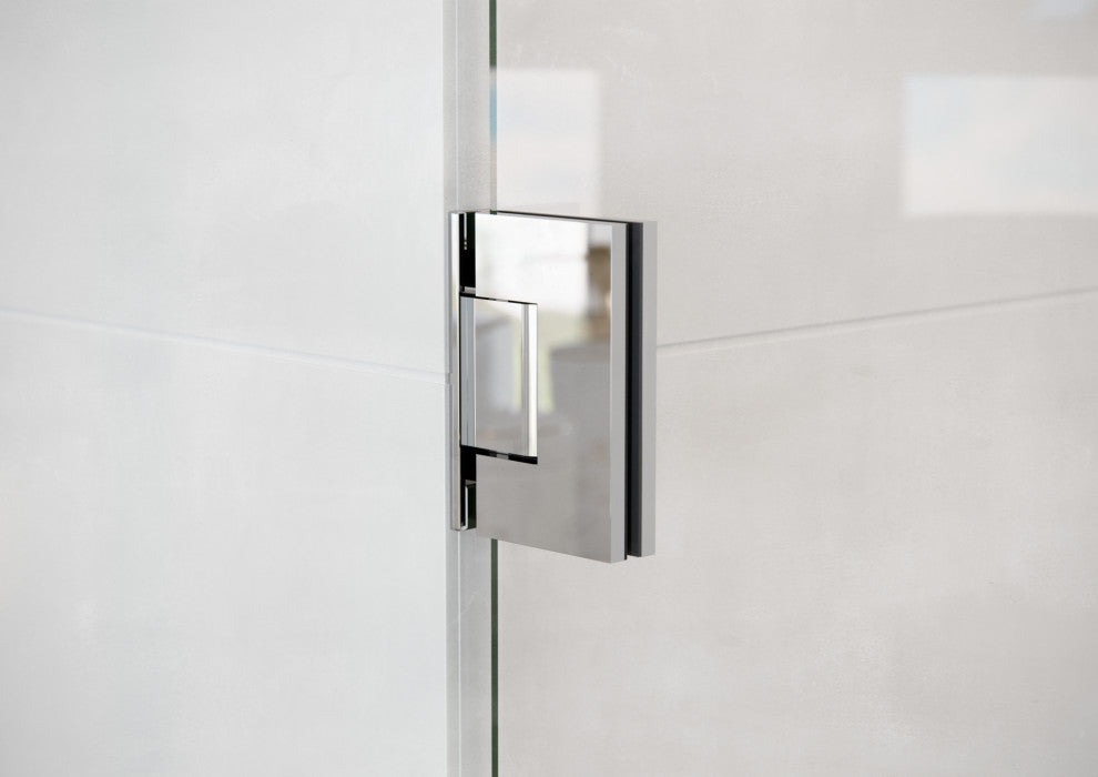 58.25"x56" Frameless Shower Bath Door Wall Hinge, Polished Chrome