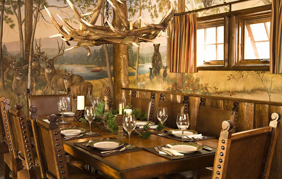 Elk 6 Antler Chandelier With 3 Downlights