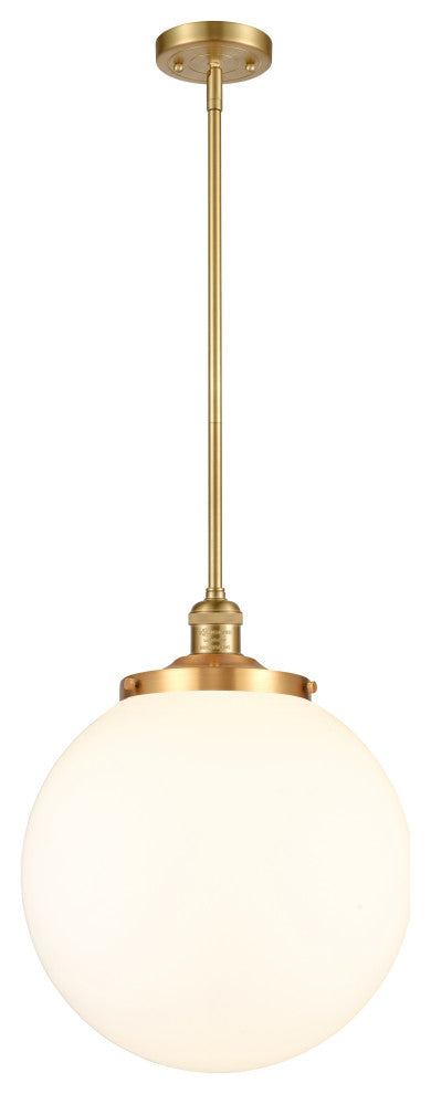 Beacon Pendant, Satin Gold, Matte White