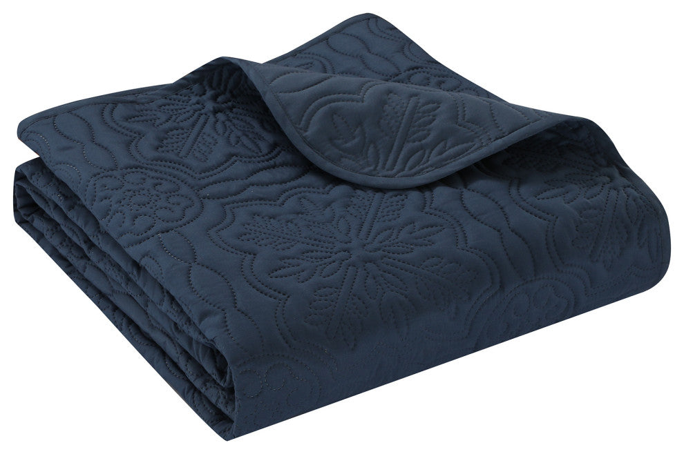 Jailen 4 Piece Quilt Set, Navy, Queen
