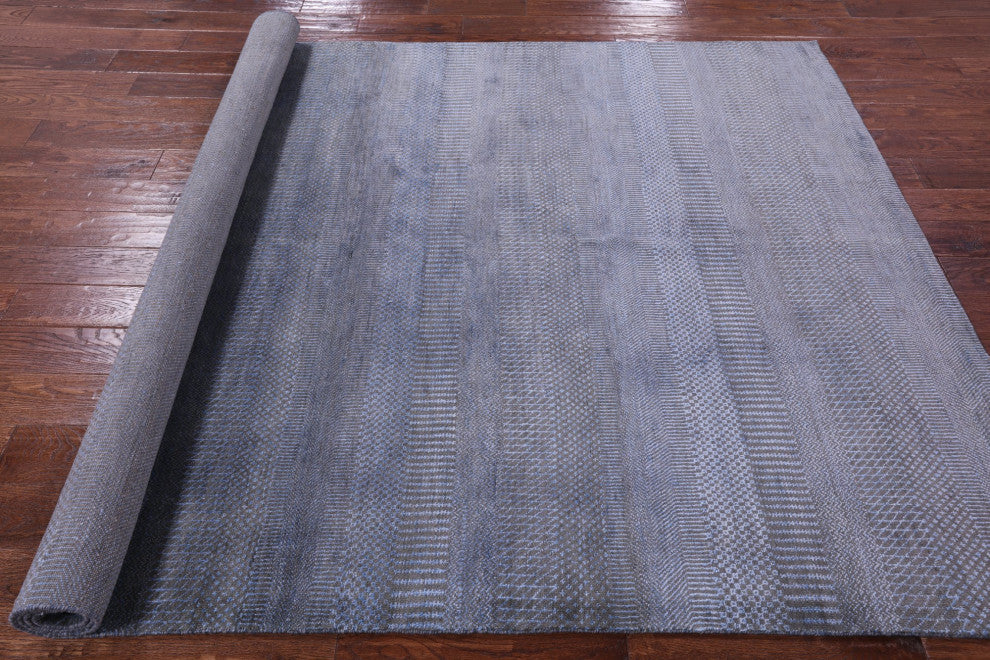 6' 1" X 9' 3" Savannah Grass Handmade Wool and Silk Rug Q11419